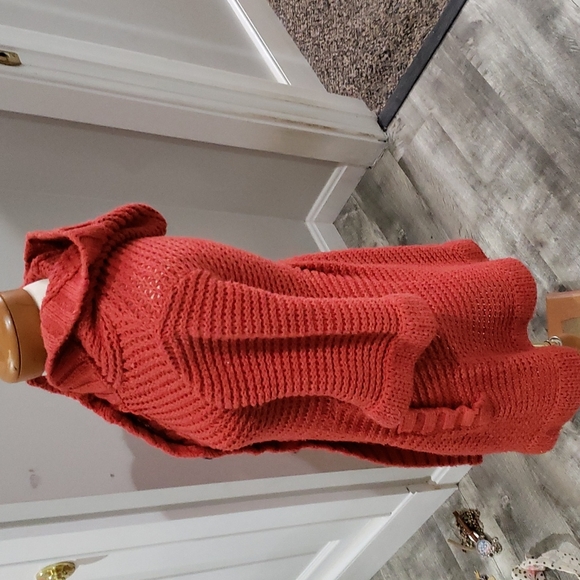 Free People Orange Button Up Hooded Sweater Size XS - Picture 2 of 12